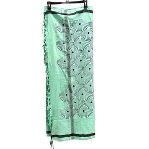 Leigh & Luca Limited Edition Black & Teal Cotton & Silk Scarf/Sarong/Shawl NWT